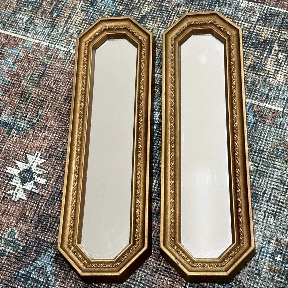 Homco Syroco Vintage  Rectangle Plaque Gold Bronze Tone Set of 2